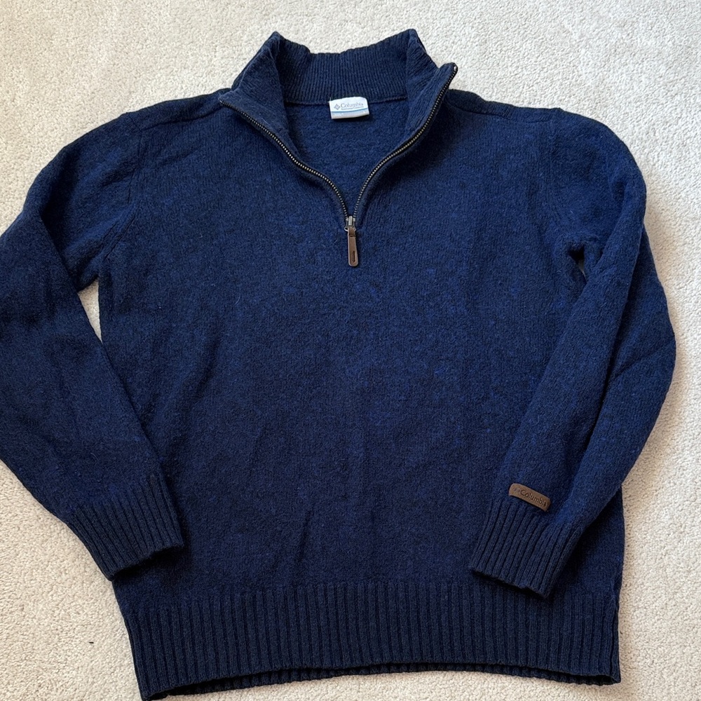 Columbia Navy-Black Half-Zip Knit Pullover